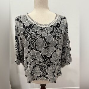 Solitaire Black and White Embroidered Top